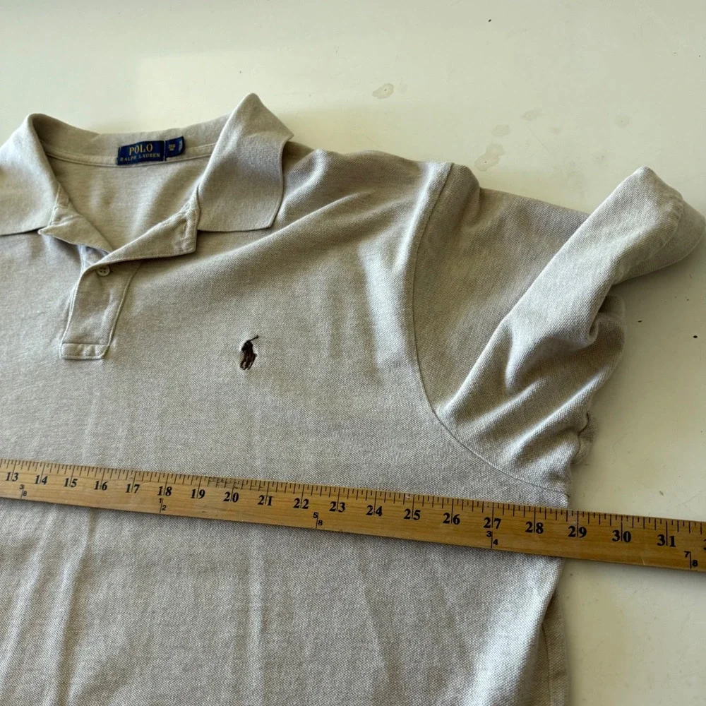 Polo Ralph Lauren 3XB Big Tan Heather Pique Short Sleeve Pony Logo Polo Shirt